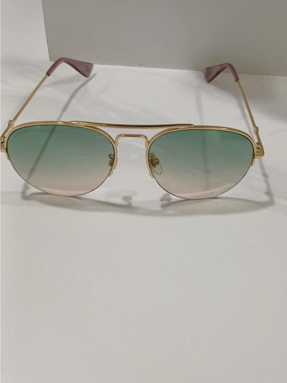 Gold Frame Gradient Green to Pink Women's Sunglasses